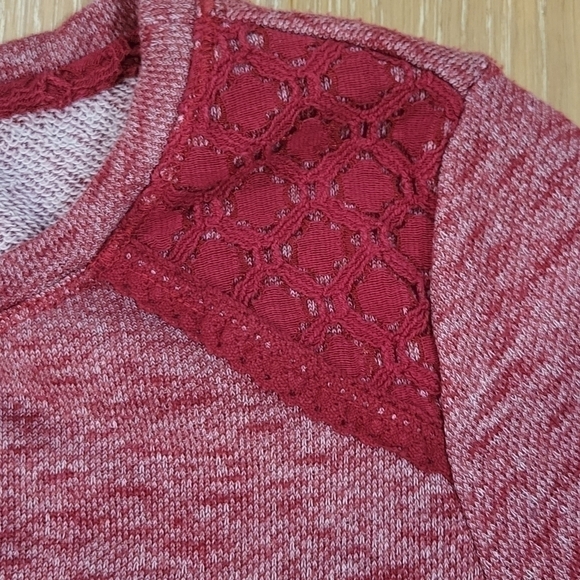Kate & Sam‎ Burgundy Top PM Petite Medium Lace Shoulder 3/4 Sleeve - Picture 5 of 7